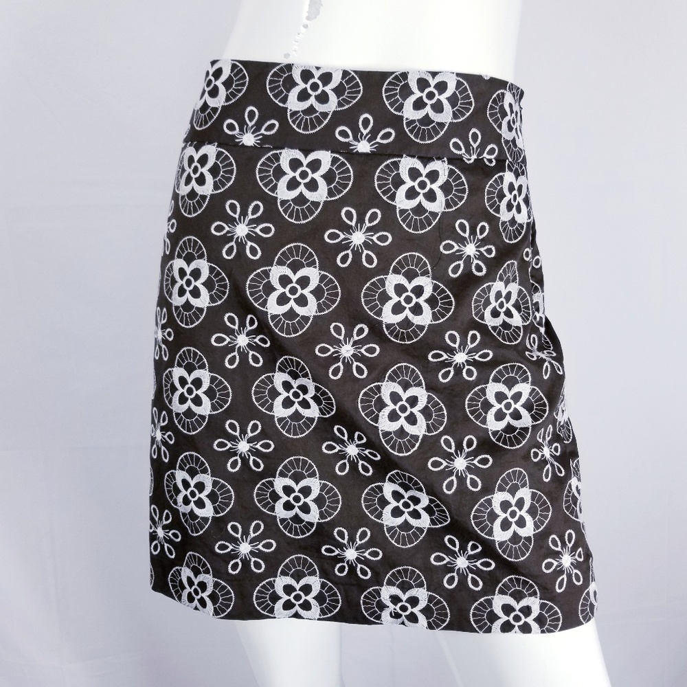 LOFT Embroidered Mini Skirt Floral Ann Taylor